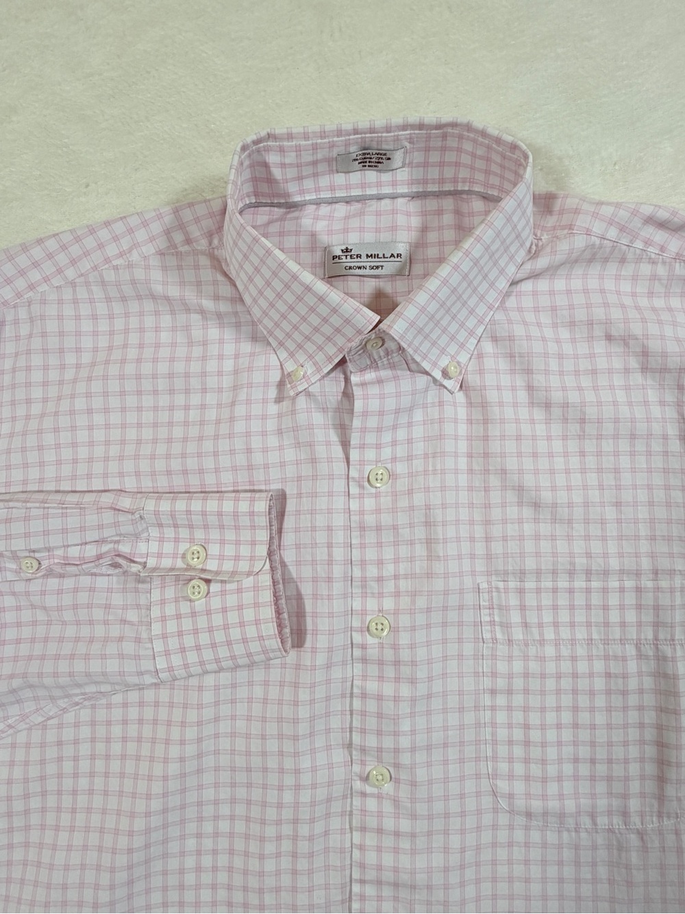 Peter Millar‎ Crown Soft Men's Light Pink Check Button-Down Shirt XL